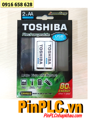 TOSHIBA TNHC-6GME2 Bộ sạc Pin AA, AAA kèm sẳn 2 pin sạc Toshiba AA2000mAh chính hãng